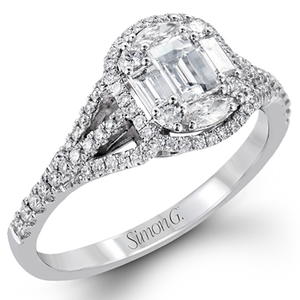 Simon G. 18K White Gold Semi Mount Engagement Ring