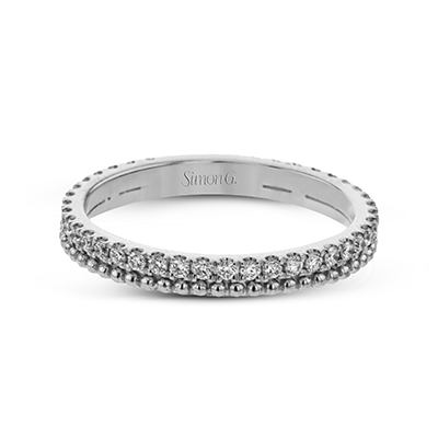 Simon G. 18K White Gold Diamond and Bead Band