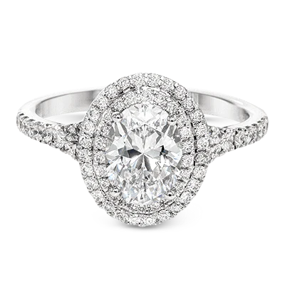 Simon G. 18K White Gold Semi Mount Engagement with Oval Center Ring