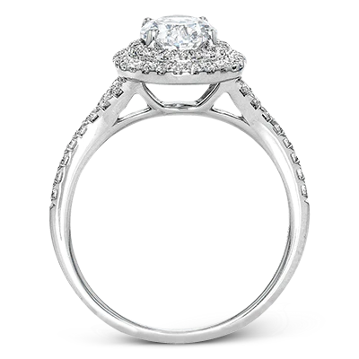 Simon G. 18K White Gold Semi Mount Engagement with Oval Center Ring