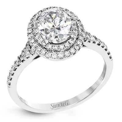 Simon G. 18K White Gold Semi Mount Engagement with Oval Center Ring