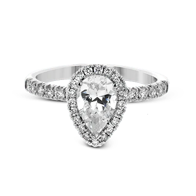 Simon G. 18K White Gold Semi Mount Engagement Ring With Pear Shaped Center