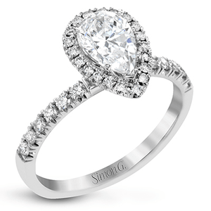 Simon G. 18K White Gold Semi Mount Engagement Ring With Pear Shaped Center