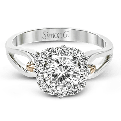 Simon G. 18K White Gold Semi Mount Engagement Ring With Round Center