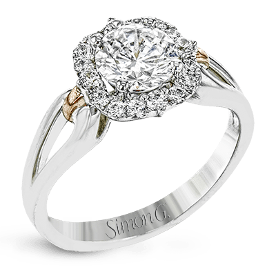 Simon G. 18K White Gold Semi Mount Engagement Ring With Round Center