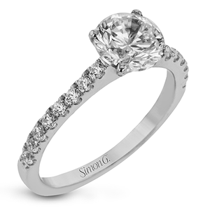 Simon G. 18K White Gold Semi Mount Engagement Ring With Round Center