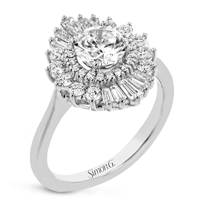 Simon G. 18K White Gold Semi Mount Engagement With Round Center