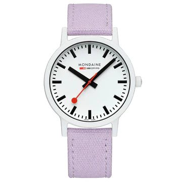 Mondaine Essence White Dial Lavender Strap 41mm Watch