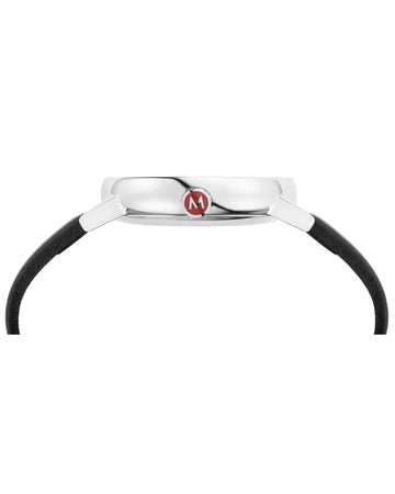 Mondaine Evo2 White Dial Black Leather Strap 40mm Watch