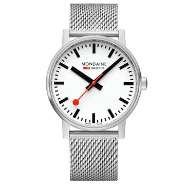 Mondaine Evo2 White Dial Stainless Steel 43mm Watch