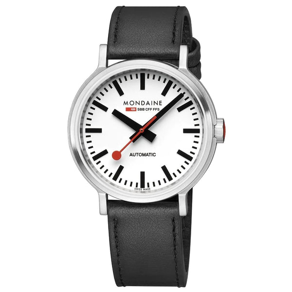 Mondaine Original Automatic White Dial Leather Strap 41mm Watch