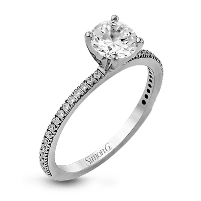 Simon G. 18K White Gold Semi Mount Engagement Ring With Round Center