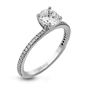 Simon G. 18K White Gold Semi Mount Engagement Ring With Round Center