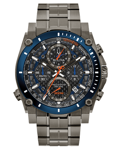 Bulova Precisionist Grey Blue Dial Stainless Steel Watch