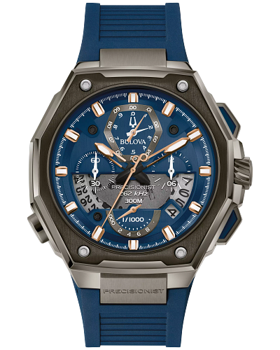 Bulova Precisionist Series X Blue Dial Rubber Strap Mens Watch