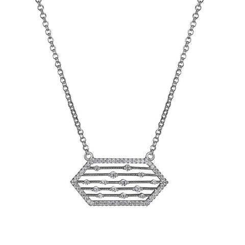 Charles Garnier Sterling Silver Necklace with CZ, 17"+2", Rhodium Finish