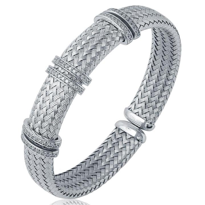 Charles Garnier Sterling Silver 12mm Mesh Cuff