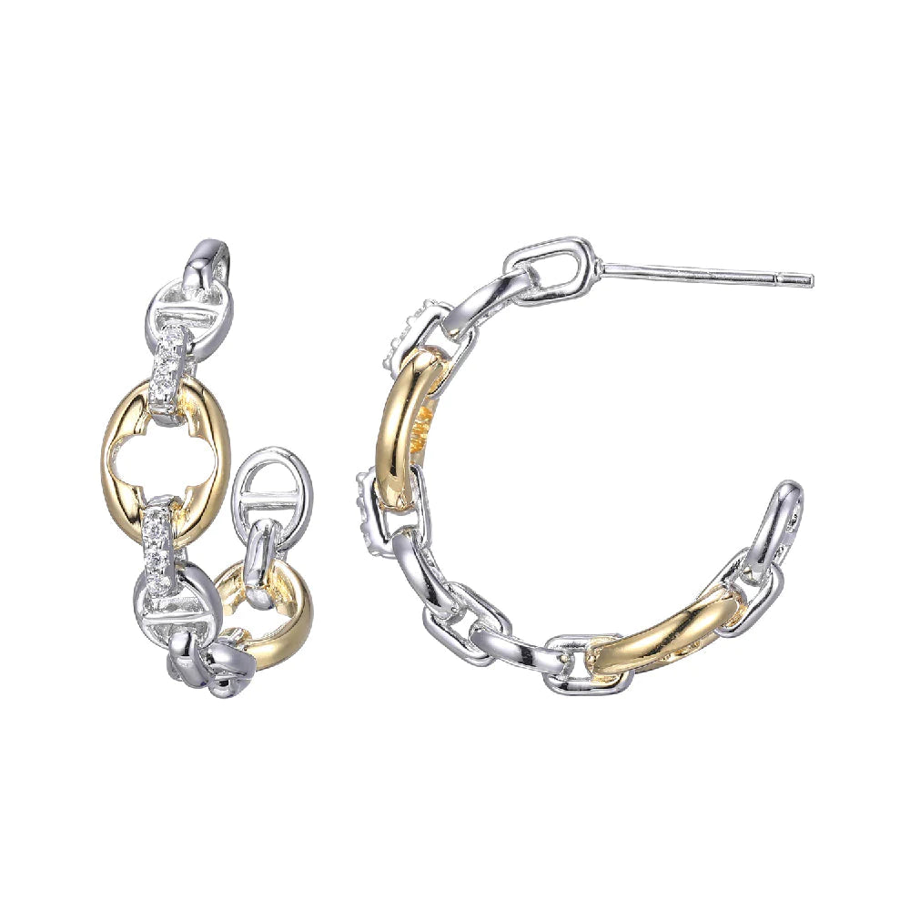 Charles Garnier Sterling and Gold Plated Hoops