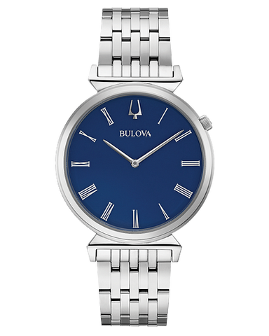 Bulova Regatta Heritage Blue Dial Roman Numerals Stainless Steel Watch