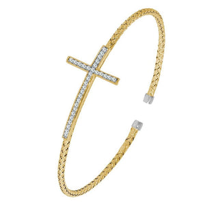 Charles Garnier Sterling Silver with 18K Gold Overlay 2mm Cross Mesh Cuff