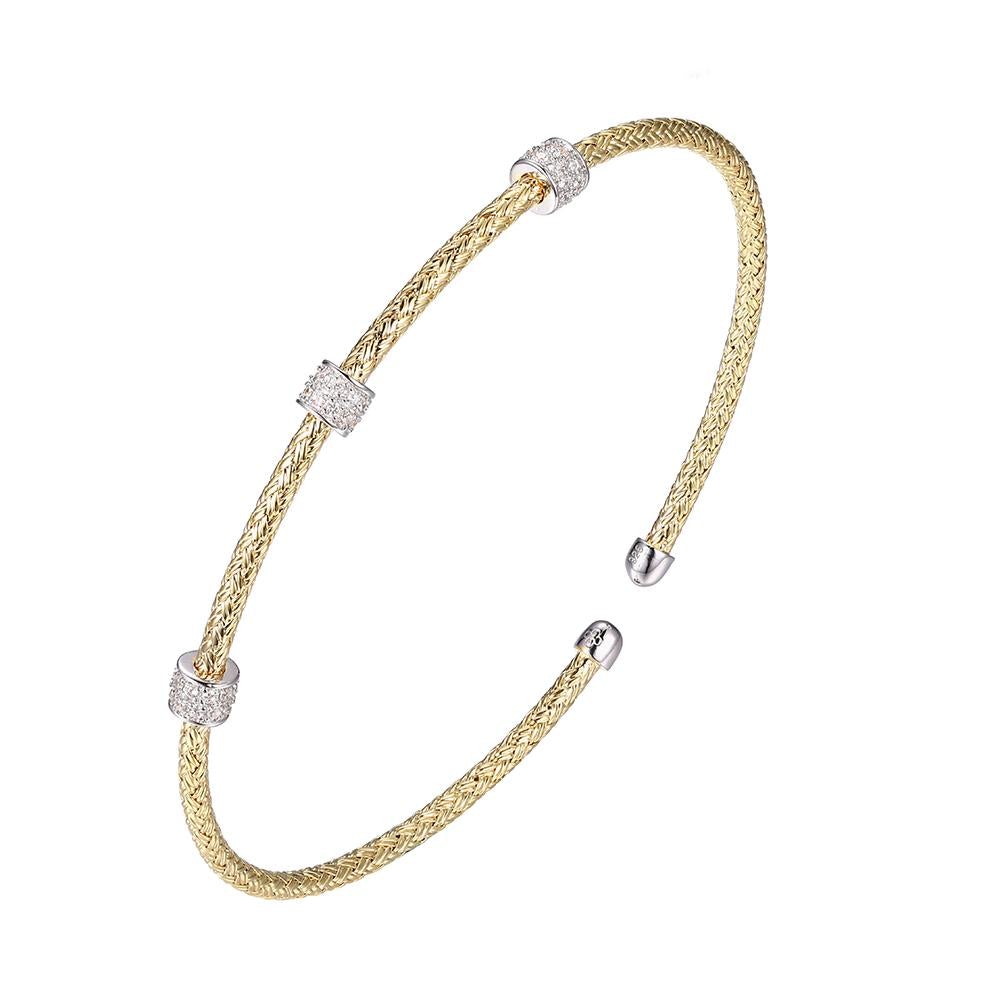 Charles Garnier Gold Plated CZ Station 2mm Mesh Cuff