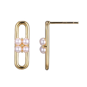Charles Garnier Gold Plated Earring with Freshwater Pearl and CZ