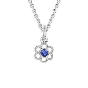 Artistry Sterling Silver Flower Pendant Featuring Blue Sapphire