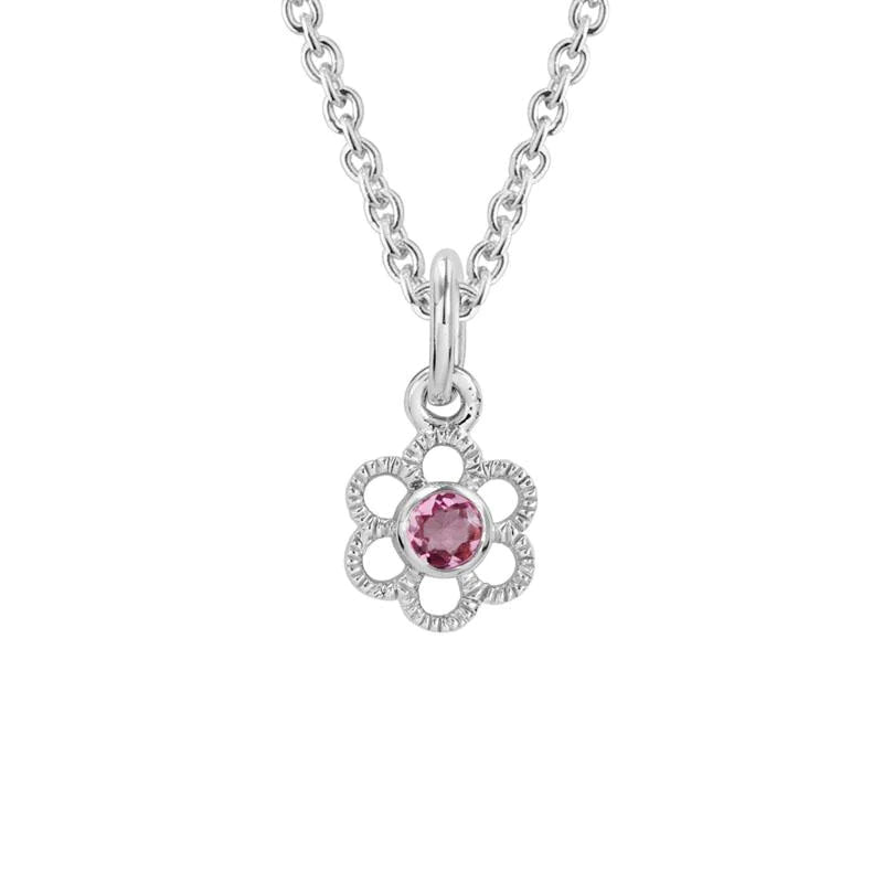 Artistry Sterling Silver Flower Pendant Featuring Pink Tourmaline