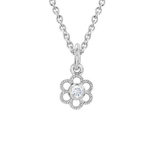 Artistry Birth Stone Sterling Silver Flower Pendant Featuring White Topaz