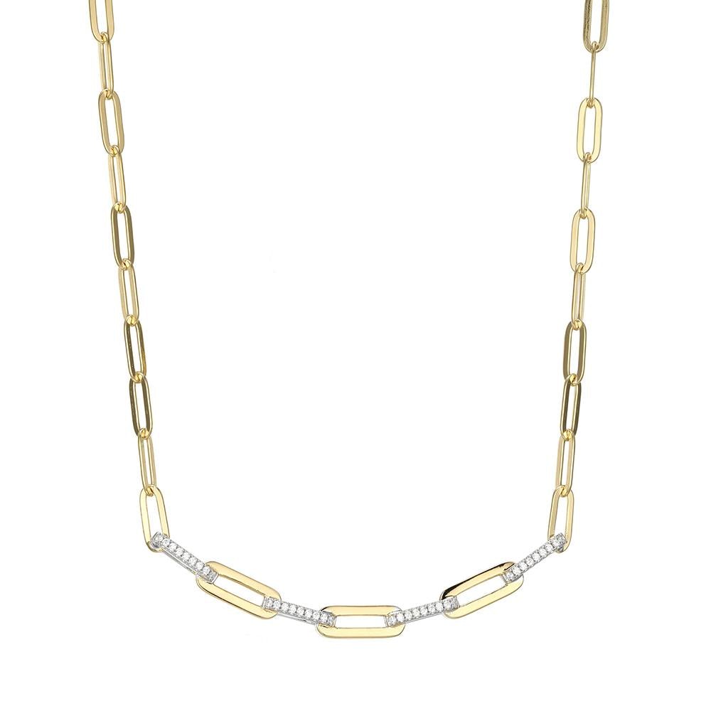 Charles Garnier Gold Plated Paperclip Sideways Chain