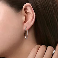 Gabriel & Co., Sterling Silver 30MM Bujukan Beaded Classic Hoop Earrings