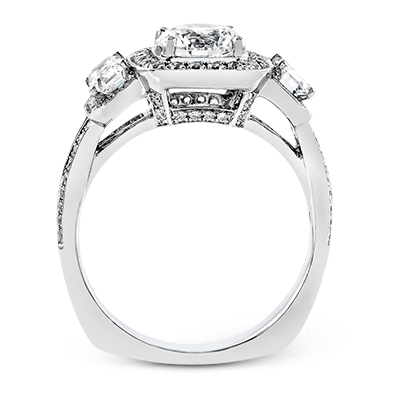Simon G. 18K White Gold Semi Mount Engagement Ring With Round Center