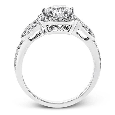 Simon G. 18K White Gold Semi Mount Engagement Ring With Round Center