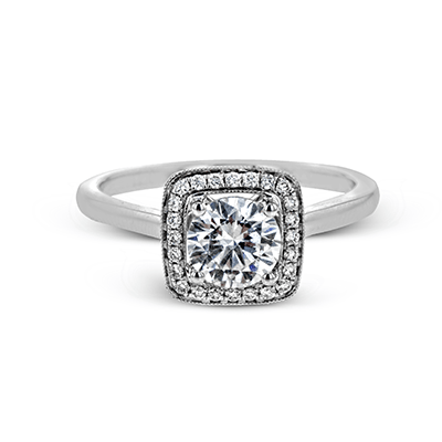 Simon G. 18K White Gold Semi Mount Engagement Ring With Round Center