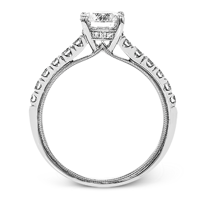 Simon G. 18K White Gold Semi Mount Underhalo Engagement Ring With Round Center