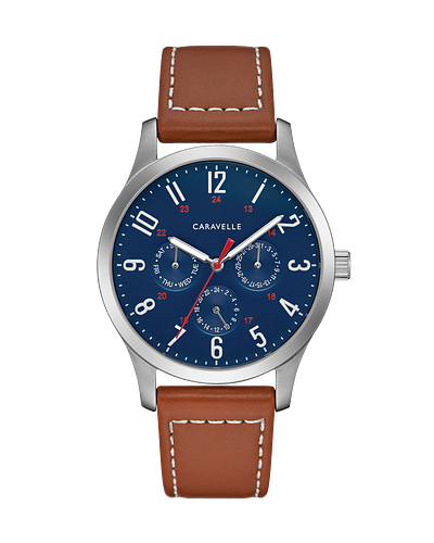 Caravelle Mens Traditional Watch with Blue Dial