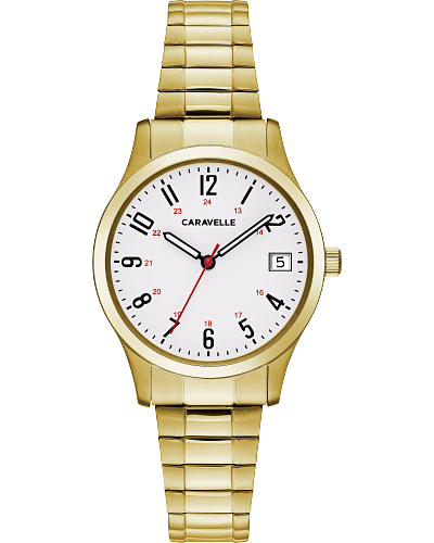 Caravelle Traditional Gold-Tone Stretch Band  Ladies Watch