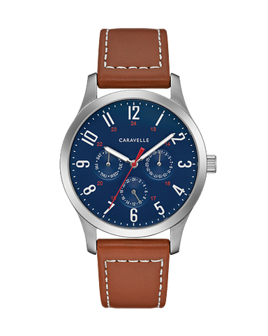 Caravelle Mens Traditional Watch with Blue Dial