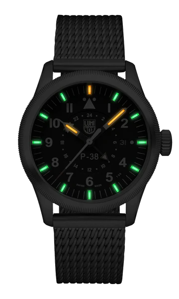 Luminox P-38 LIGHTNING Black Dial Stainless Steel 42mm Pilot Watch