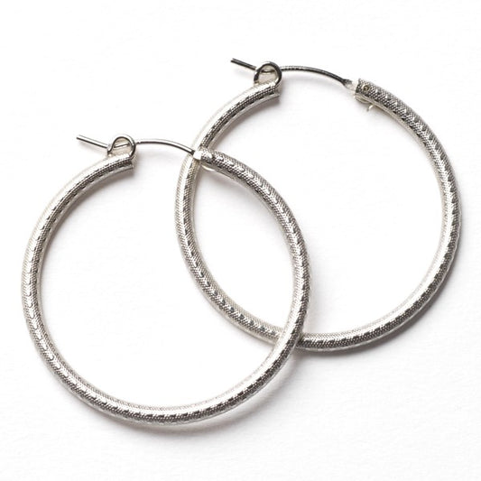 Sterling Silver Textured Hoops