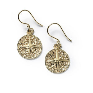 Southern Gates Compass Gold Plated Earrings