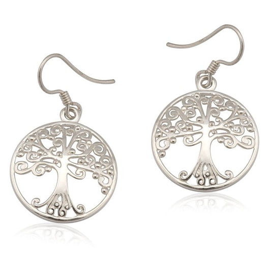 Southern Gates Round Oak Tree 925 Sterling Dangle Earring