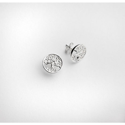 Southern Gates 925 Sterling Rhodium Plated Oak Tree Stud Earrings