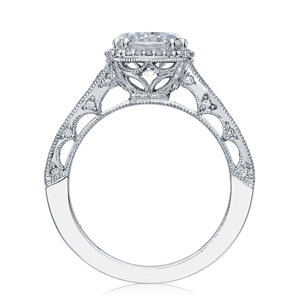 Tacori Reverse Crescent 18KW Round Halo Engagement Ring