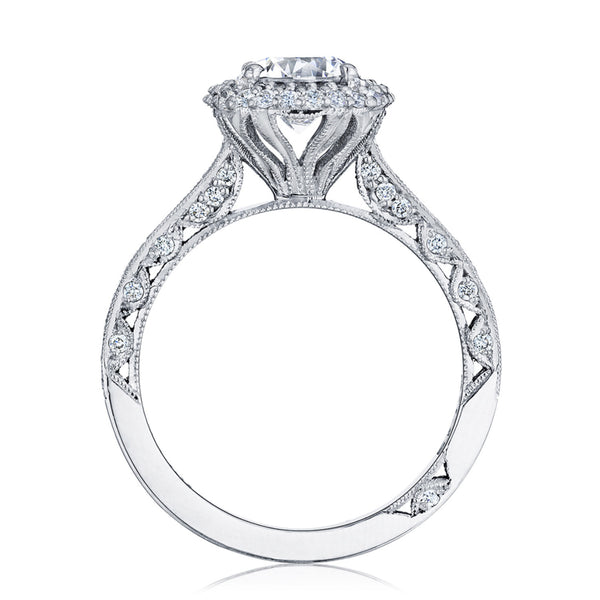 Tacori Classic Crescent 18KW Double Halo Engagement Ring