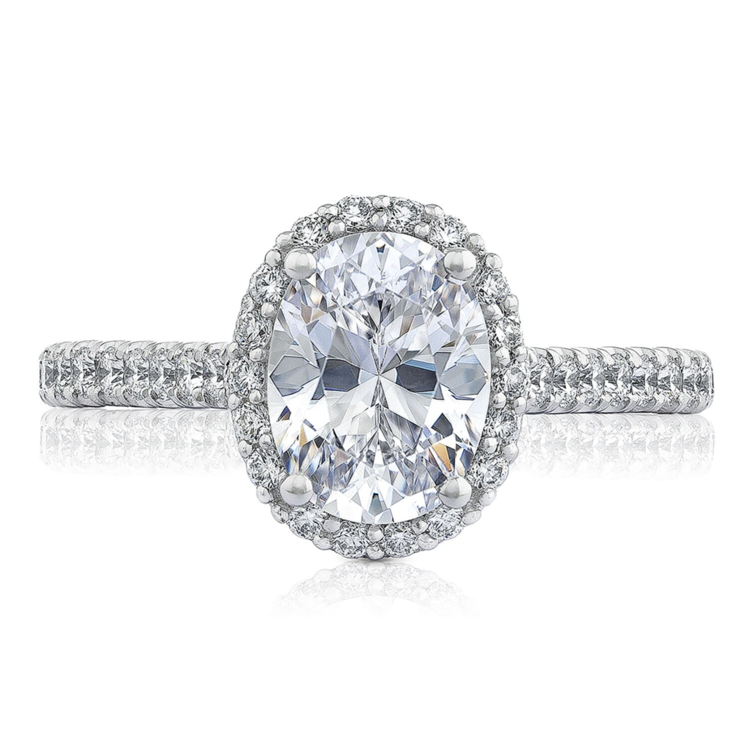 Tacori Petite Crescent 18KW Oval Halo Diamond Engagement Ring