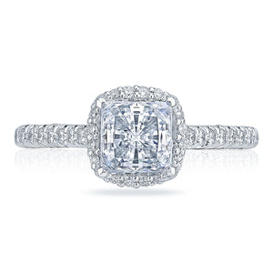 Tacori Petite Crescent 18KW Princess Halo Diamond Engagement Ring