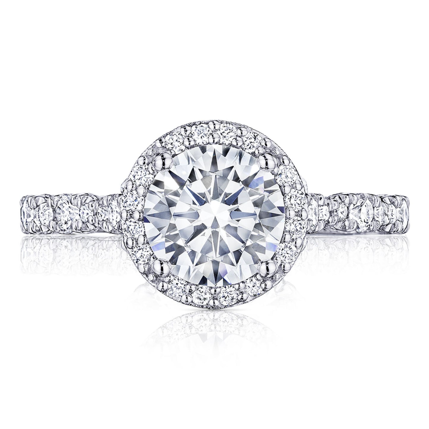 Tacori Petite Crescent 18KW Round Diamond Halo Ring