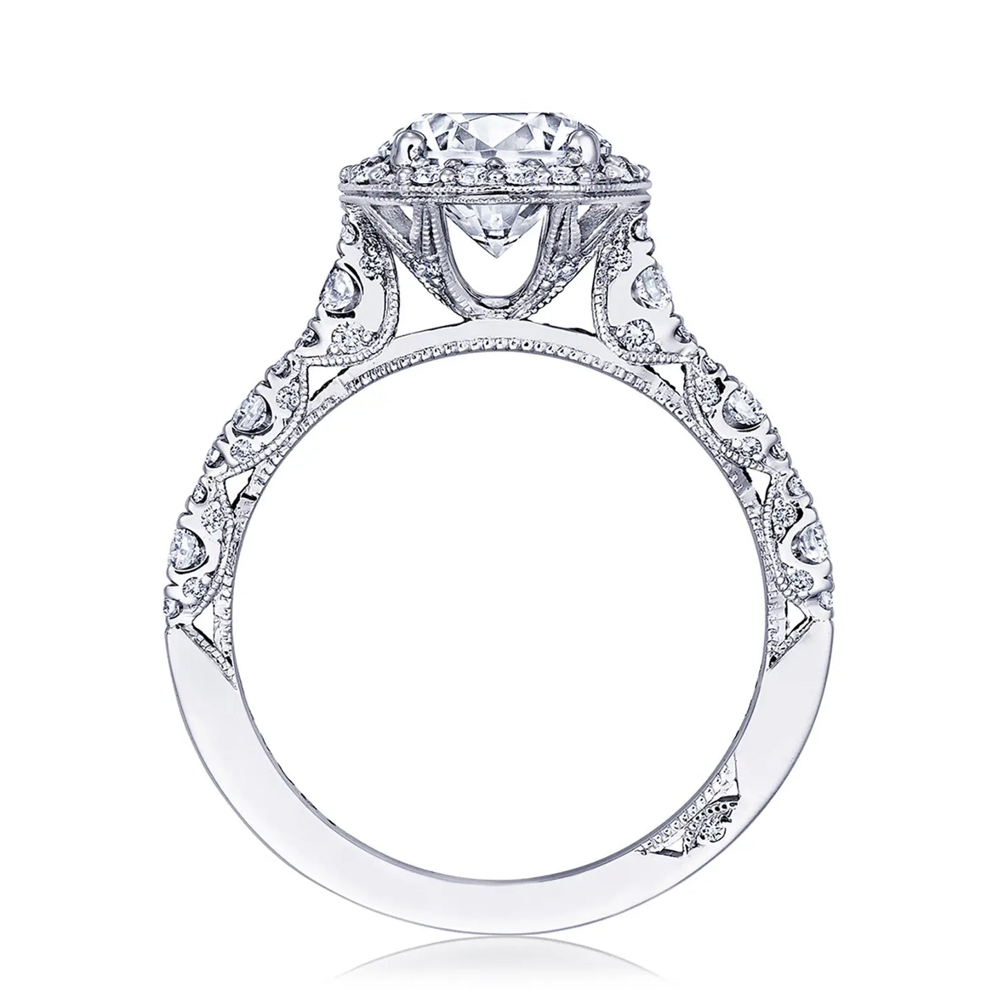 Tacori Petite Crescent 18KW Round Diamond Halo Ring