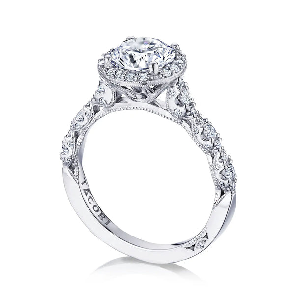 Tacori Petite Crescent 18KW Round Diamond Halo Ring